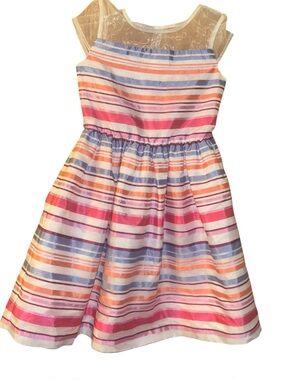 Gymboree girls dress up sheer stripe organza dress formal wedding size 6